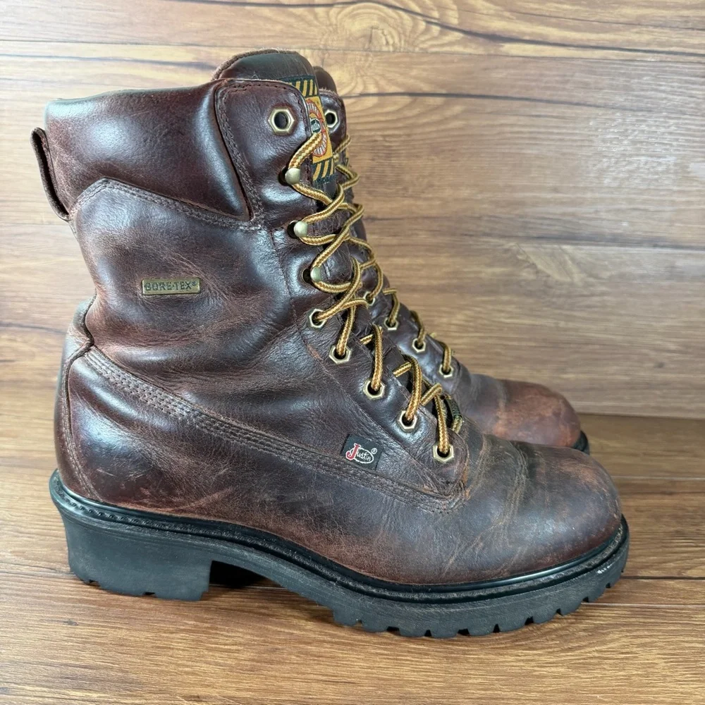 JUSTIN Work Boots‎ Gore-Tex Leather Lace Up Shoes Men’s Size 11.5